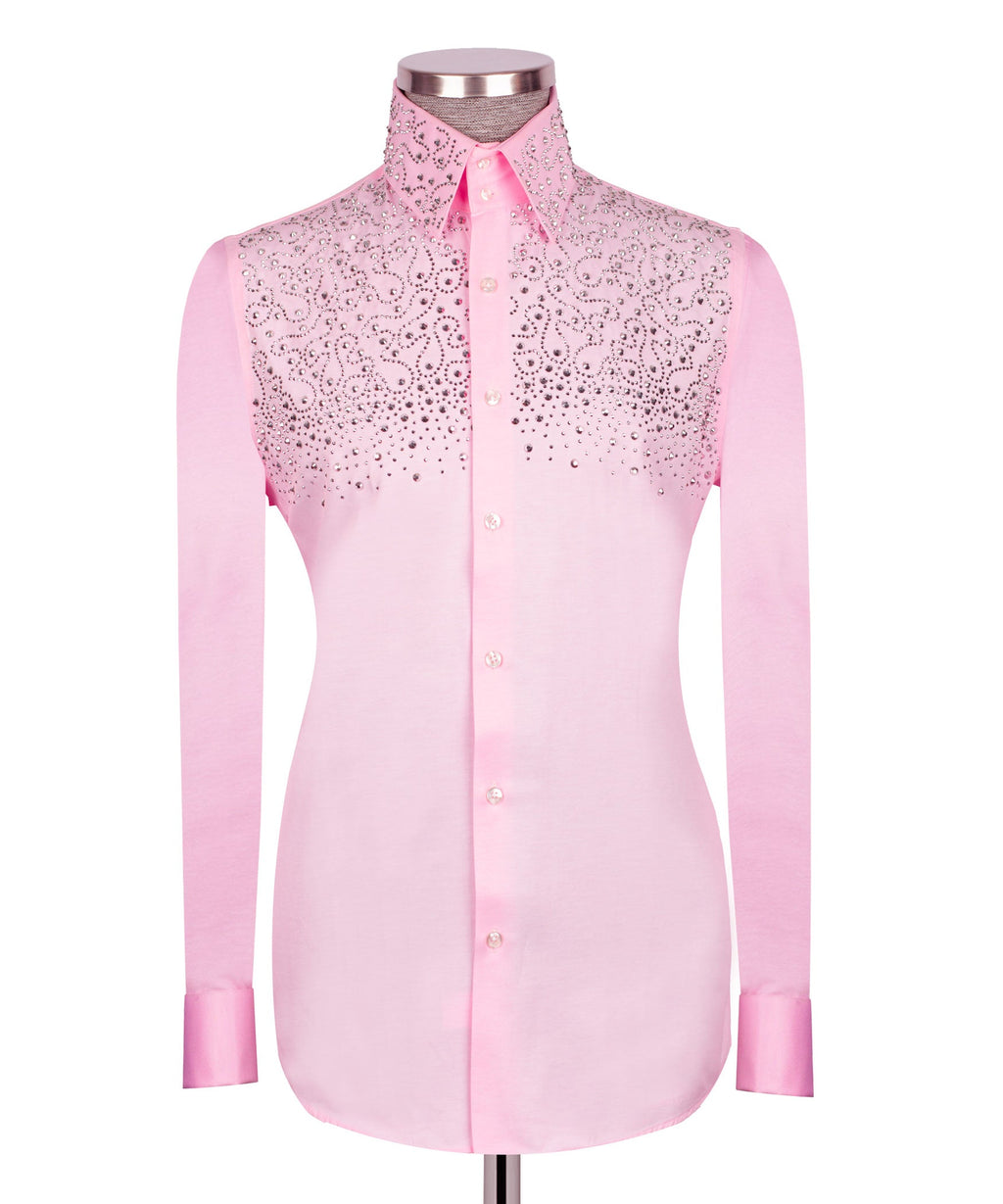 Pink Stone-Embellished Dress Shirt - Style 01