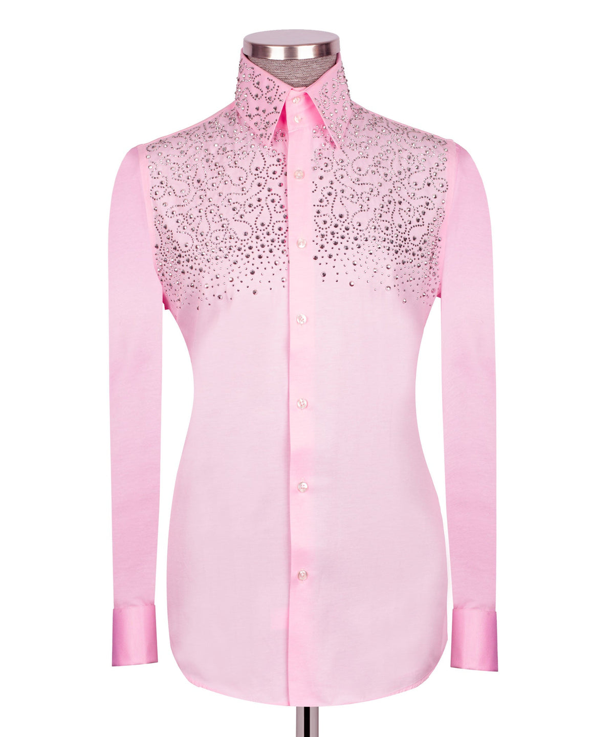 Pink Stone-Embellished Dress Shirt - Style 01