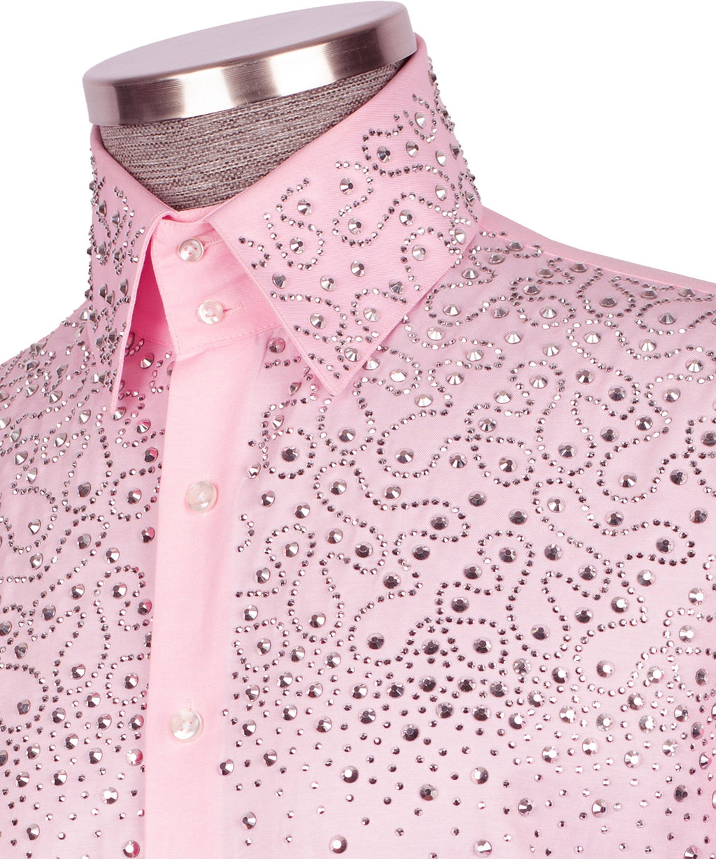 Pink Stone-Embellished Dress Shirt - Style 01