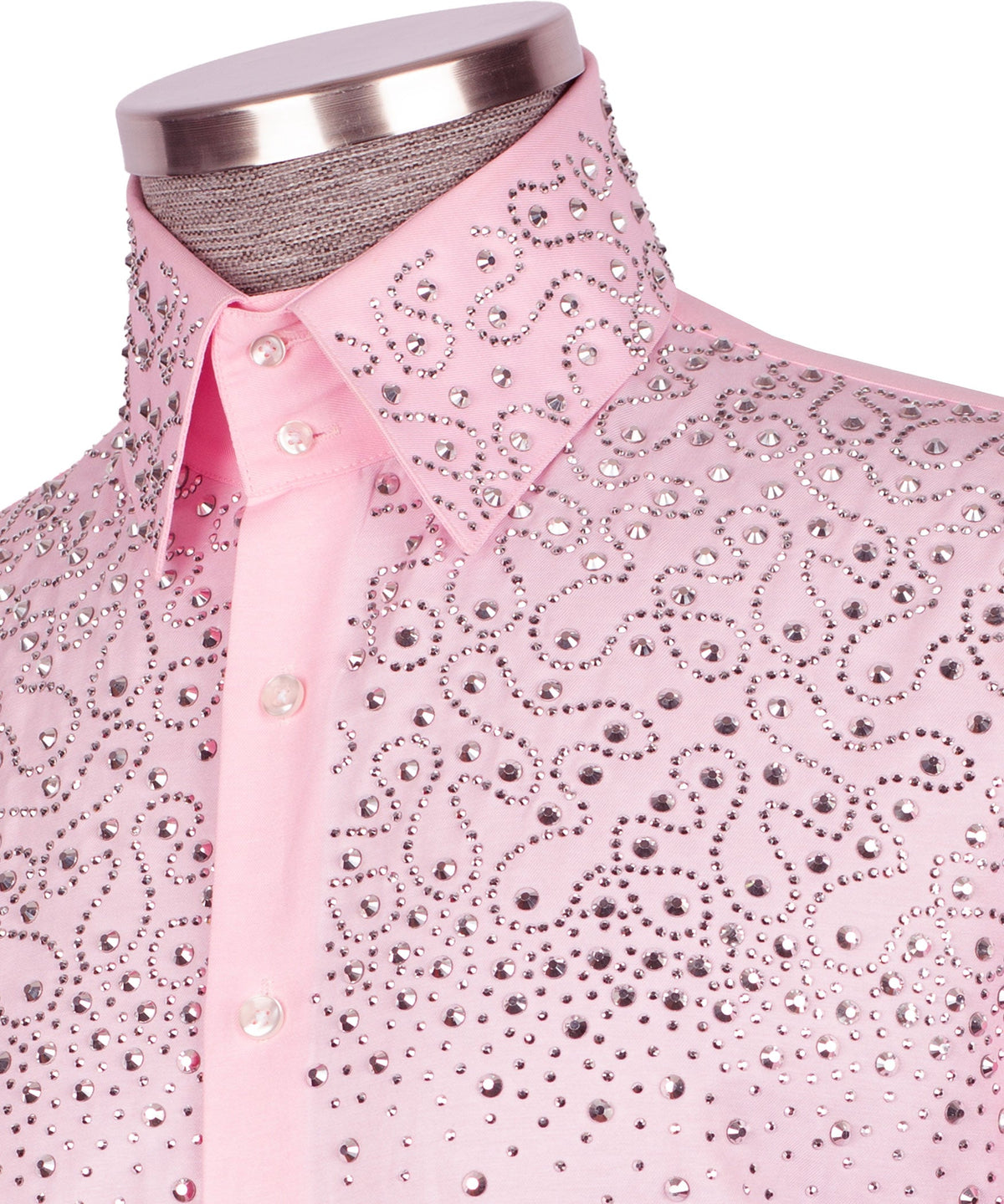 Pink Stone-Embellished Dress Shirt - Style 01