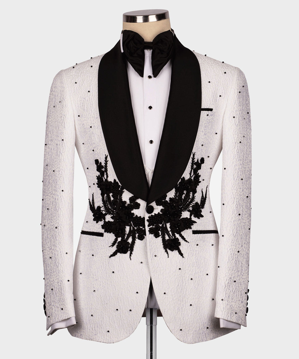 Floral-Patterned White Tuxedo