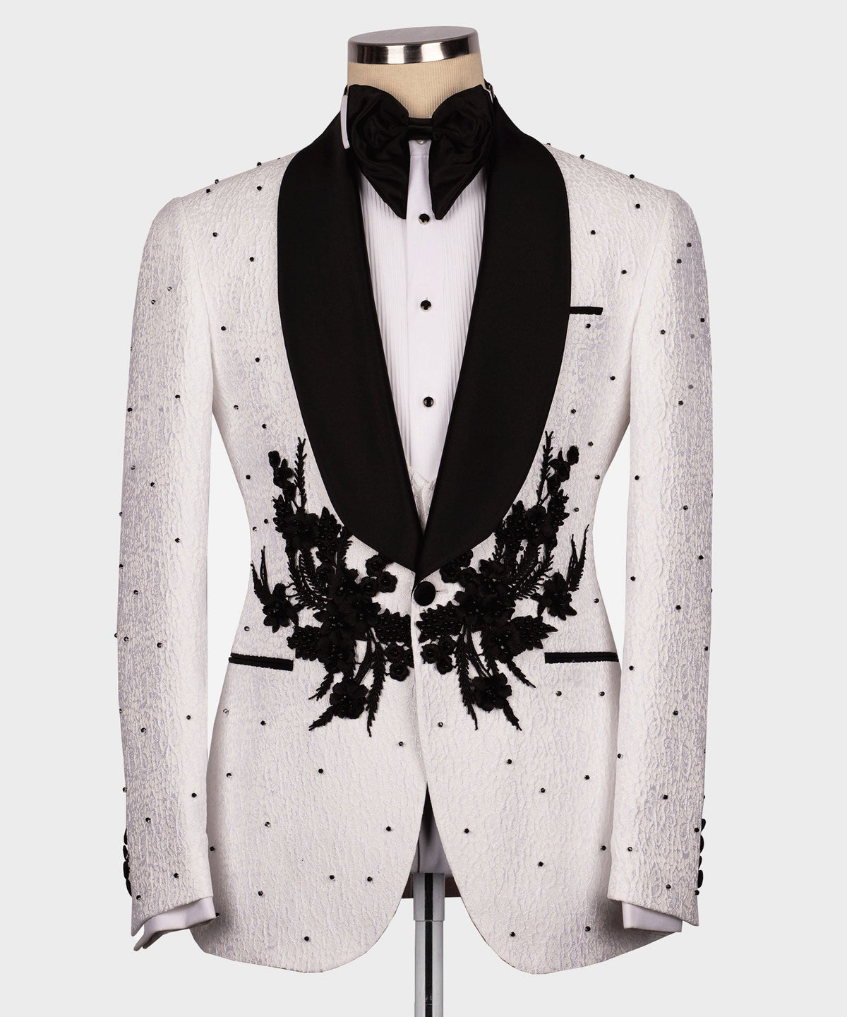 Floral-Patterned White Tuxedo
