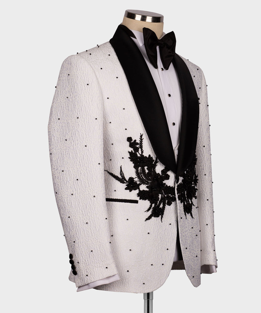 Floral-Patterned White Tuxedo