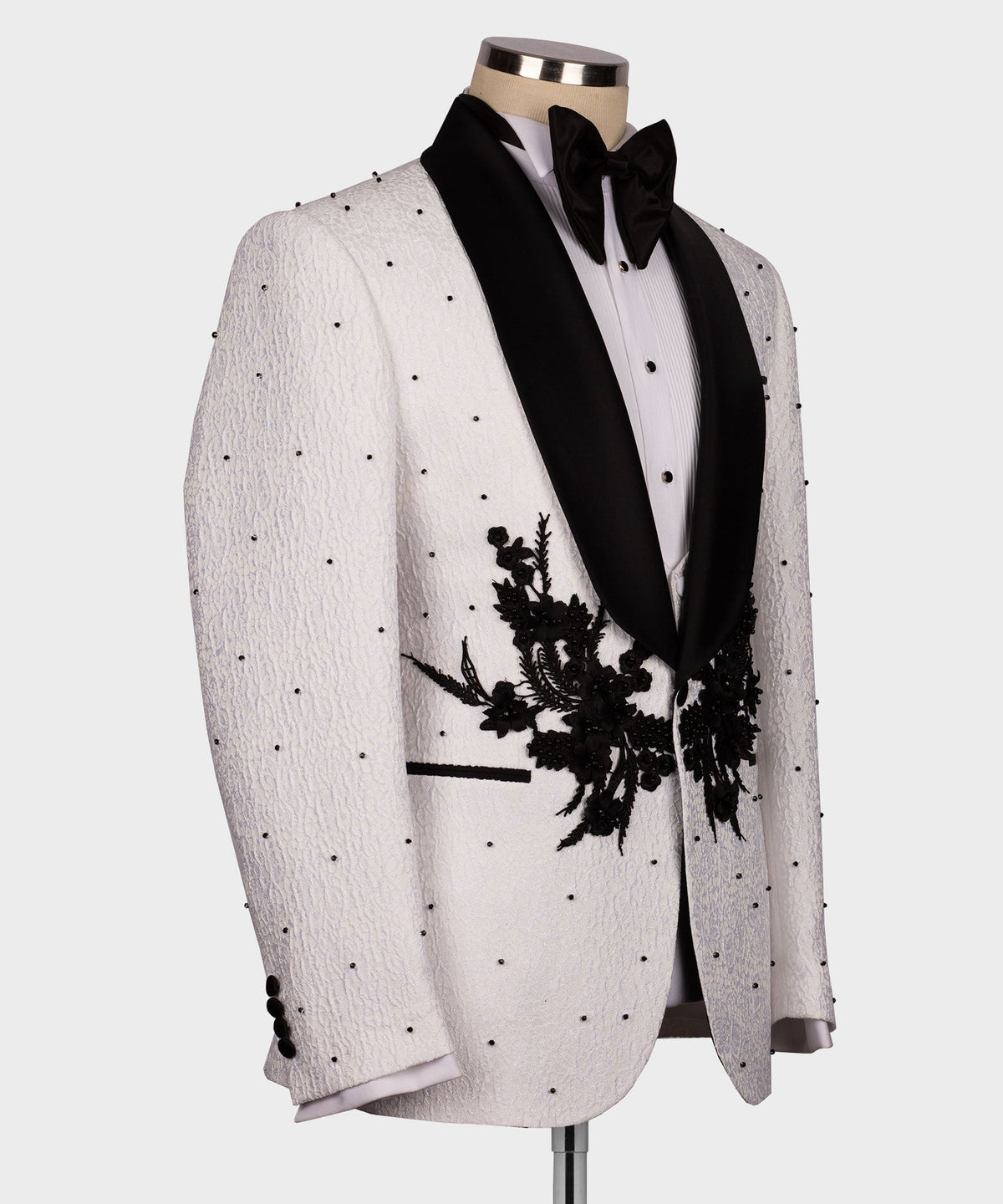Floral-Patterned White Tuxedo