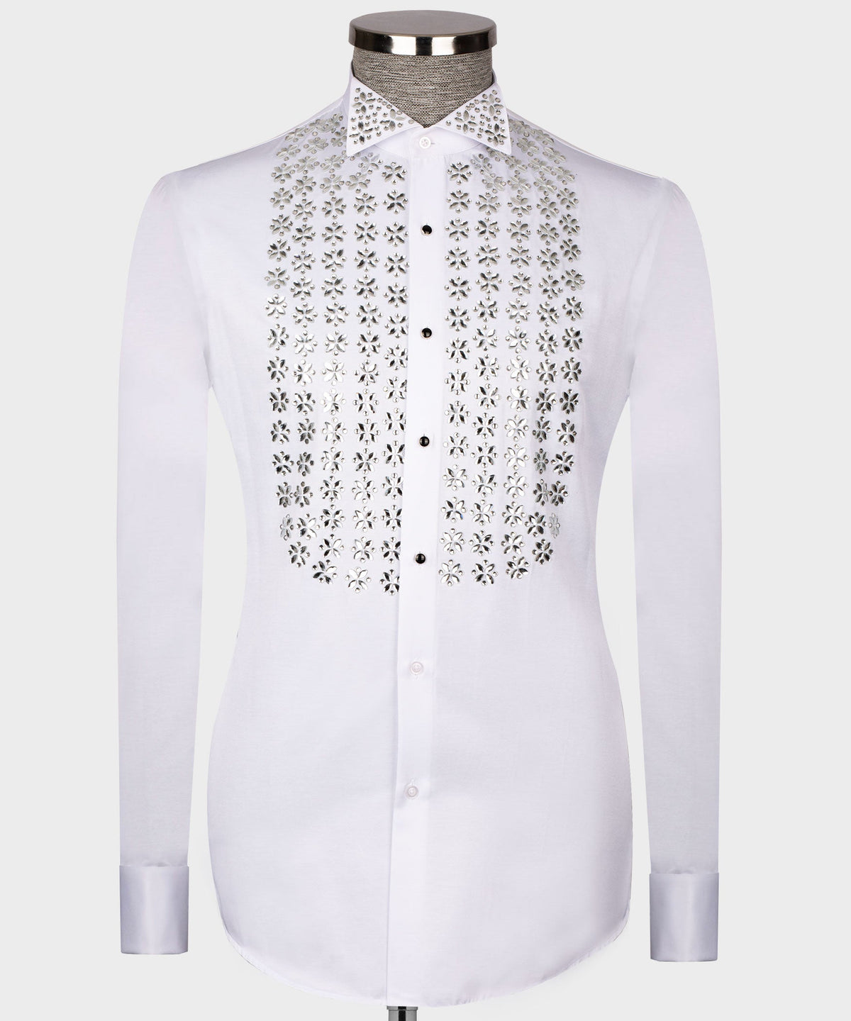 White Shirt - Silver Stone-Embellished