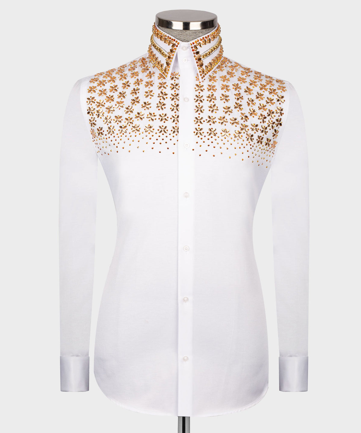 White Shirt - Gold Stone-Embellished - Style 01