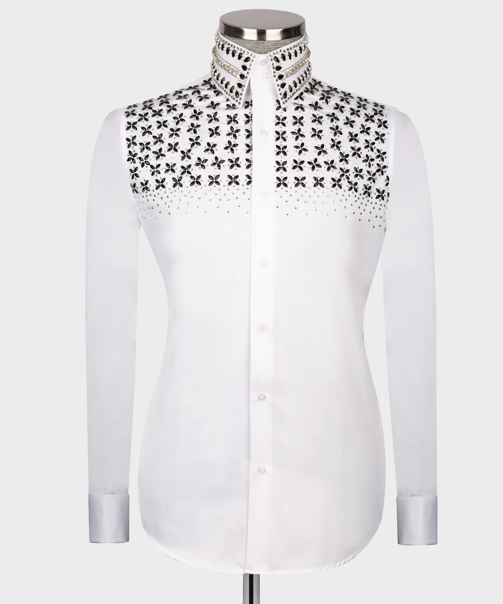 White Shirt - Stone-Embellished