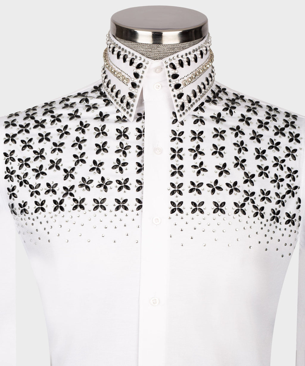 White Shirt - Stone-Embellished