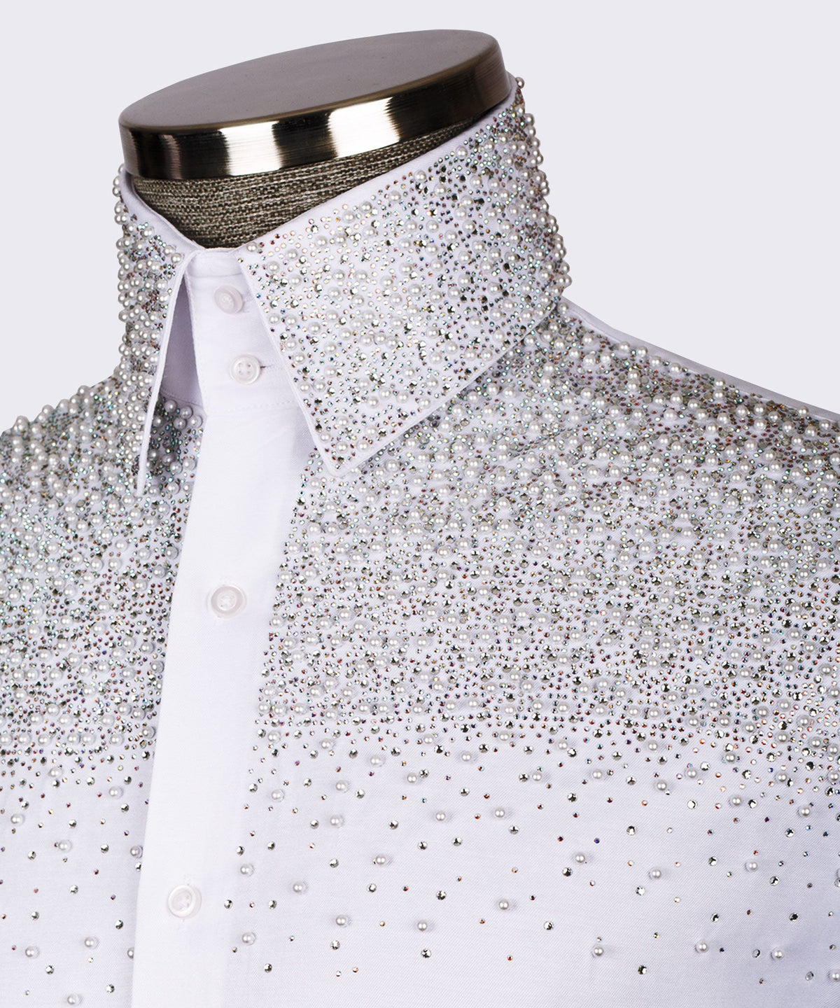 White Shirt - Silver and Pearl Stonework