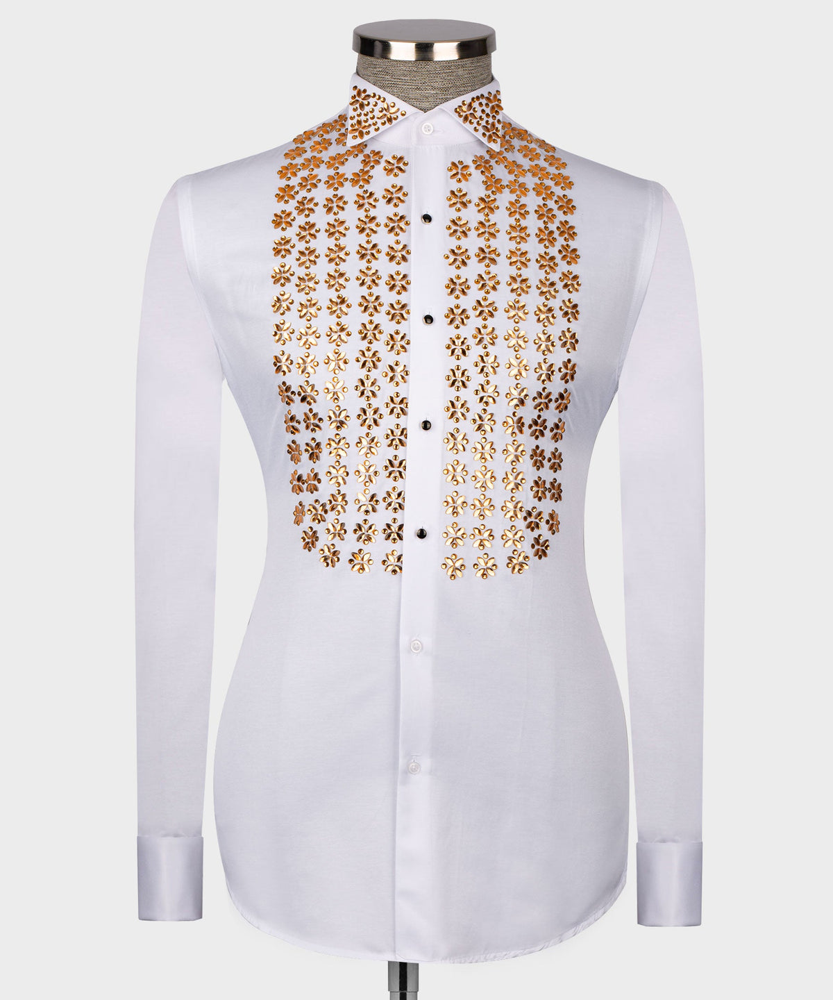 White Shirt - Gold Stone-Embellished - Style 02