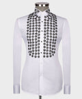 White Shirt - Black Stone-Embellished - Style 02