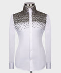 White Shirt - Grey Round Stone-Embellished