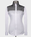 White Shirt - Black Round Stone-Embellished