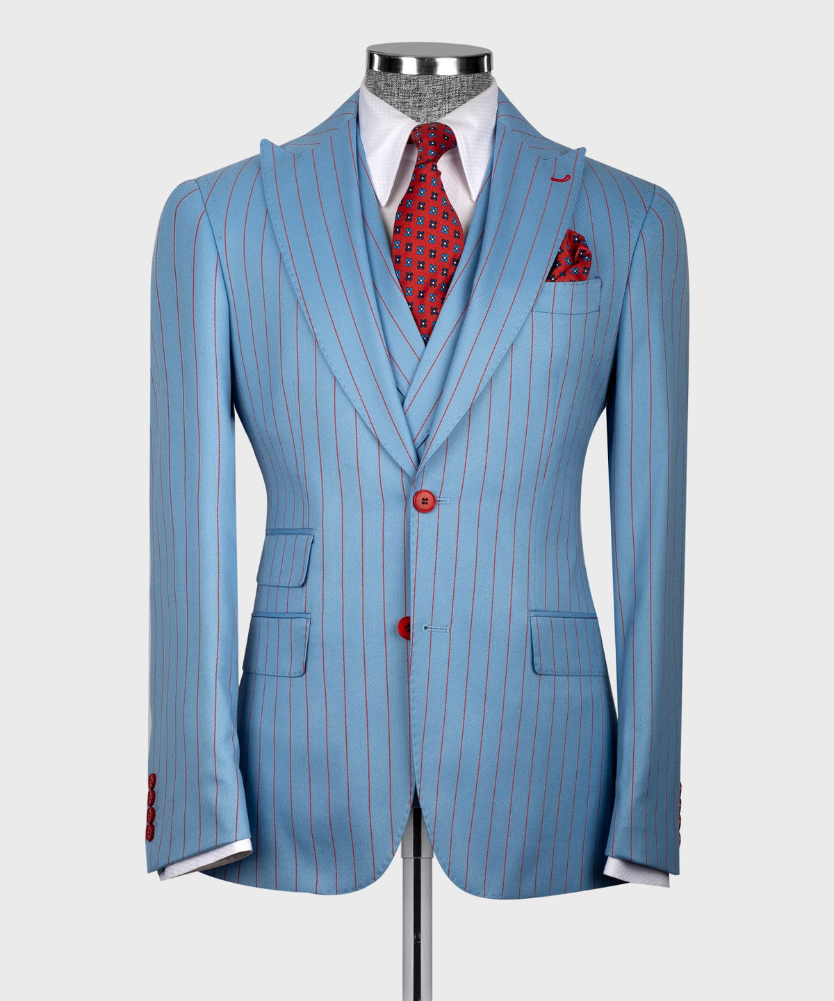 Striped Three-Piece Suit - Blue/red Striped