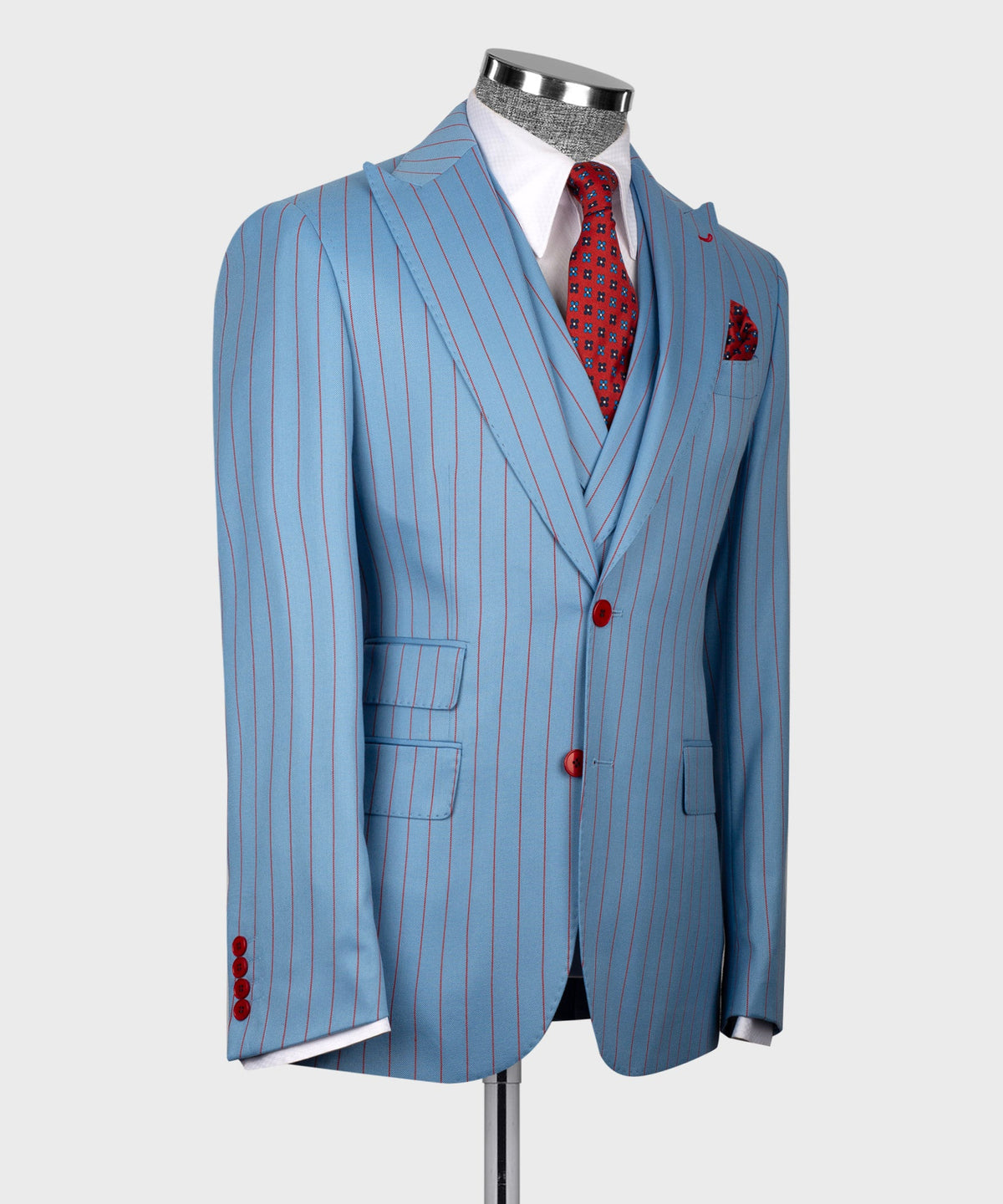 Striped Three-Piece Suit - Blue/red Striped