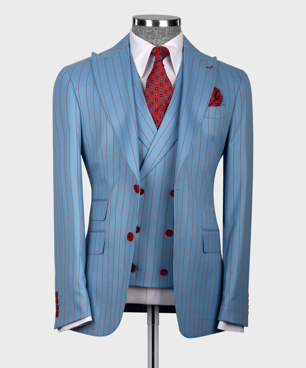 Striped Three-Piece Suit - Blue/red Striped