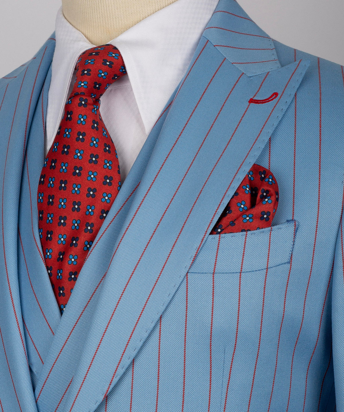Striped Three-Piece Suit - Blue/red Striped