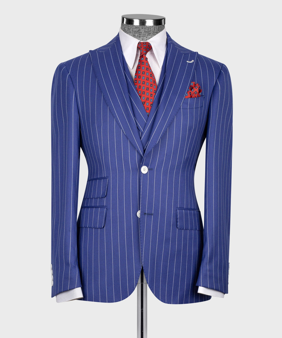 Striped Three-Piece Suit - Navy Blue