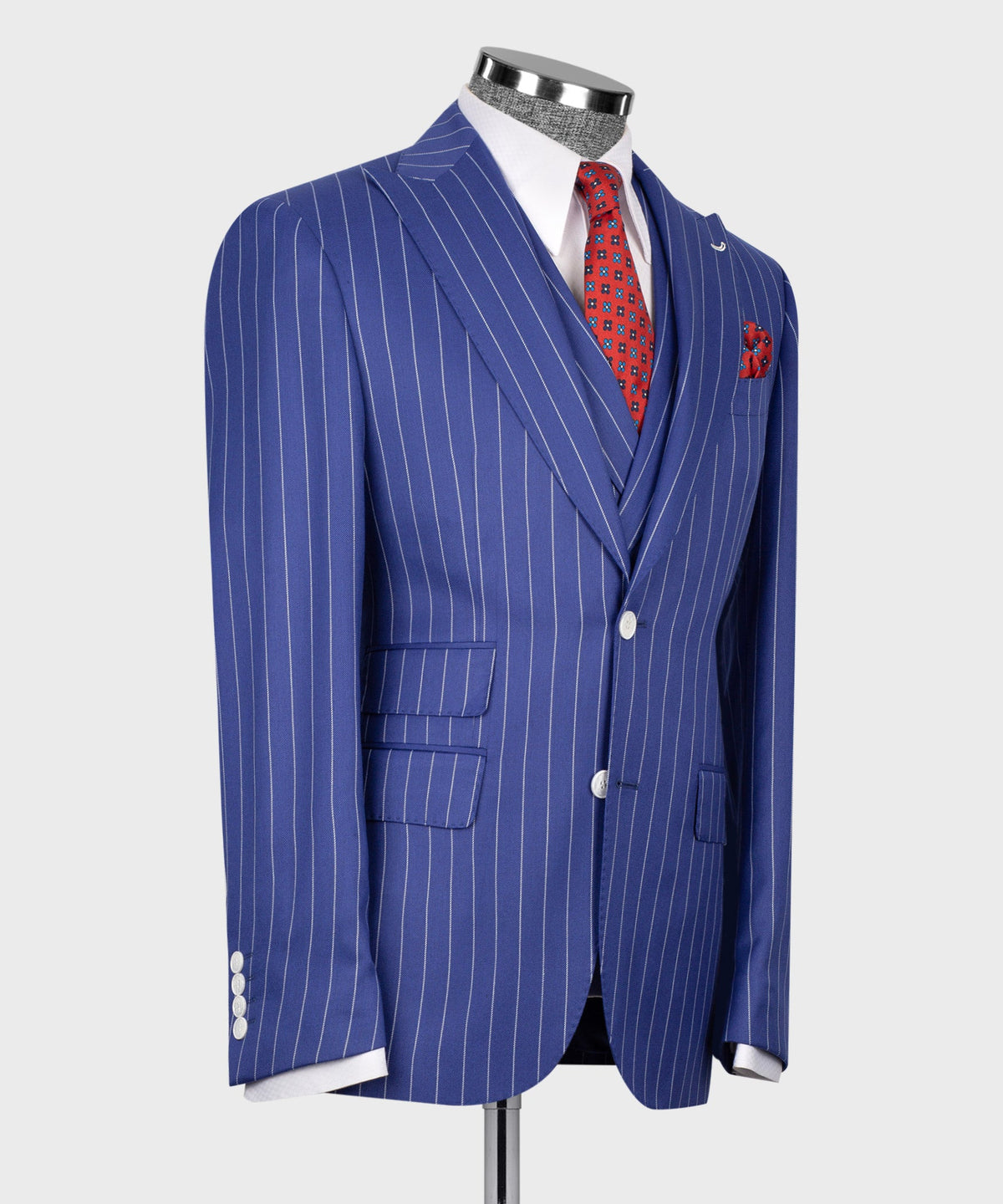 Striped Three-Piece Suit - Navy Blue
