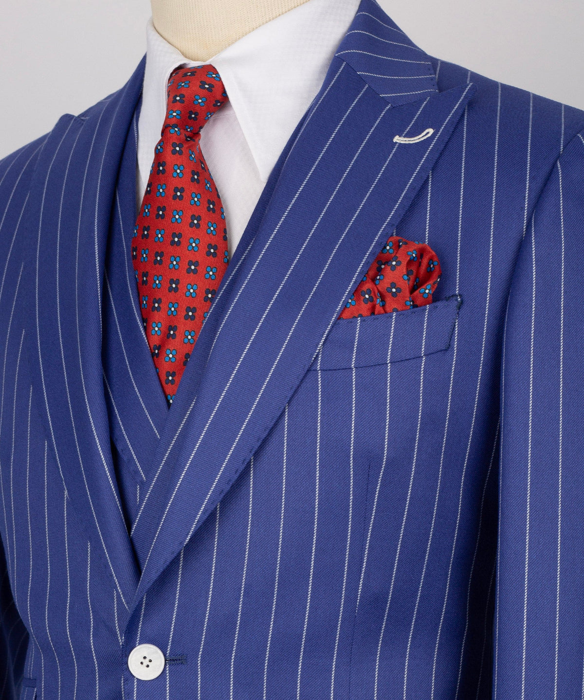Striped Three-Piece Suit - Navy Blue