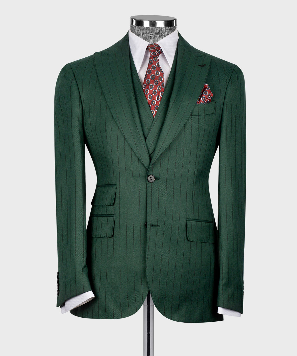 Striped Three-Piece Suit - Green