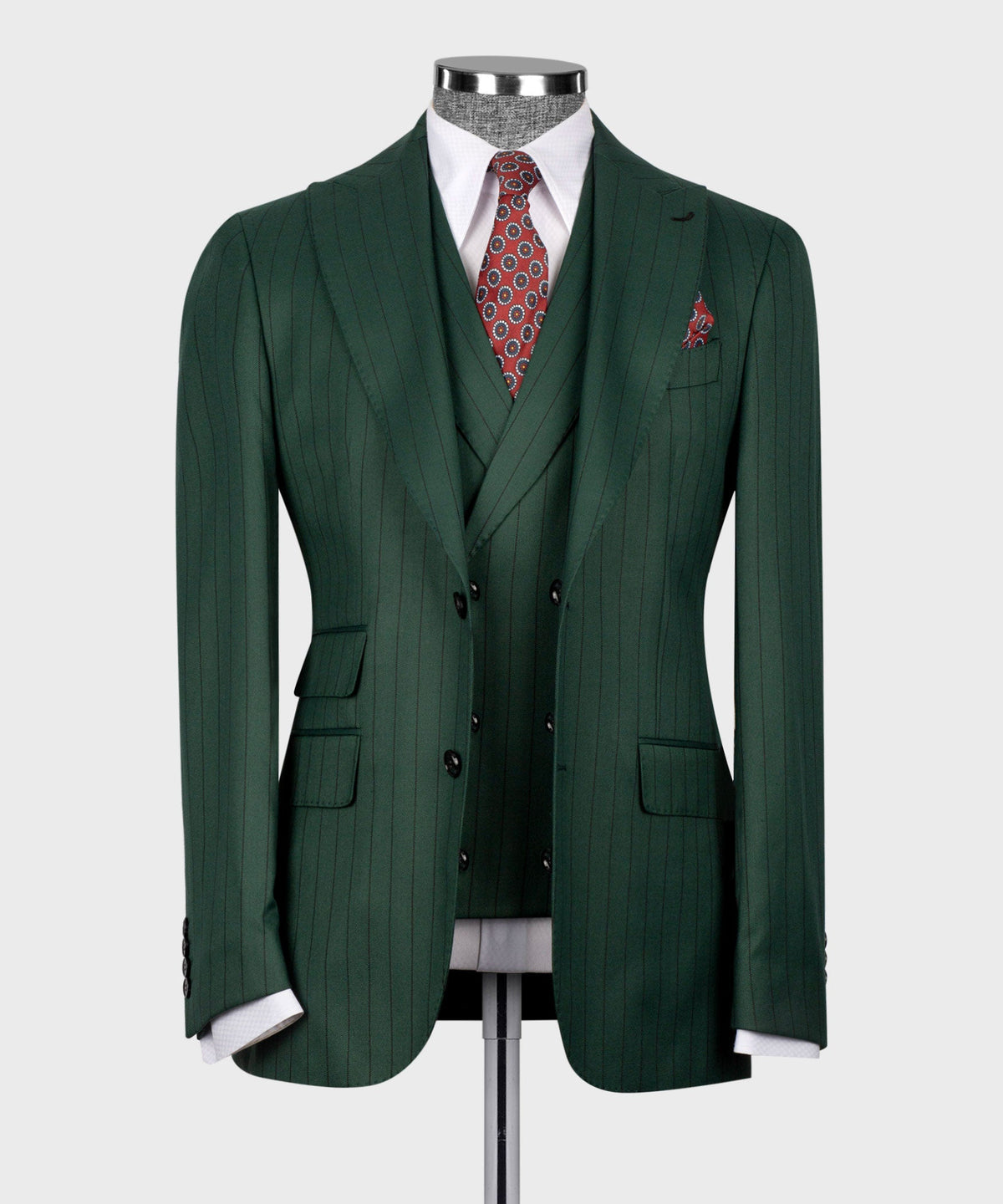 Striped Three-Piece Suit - Green