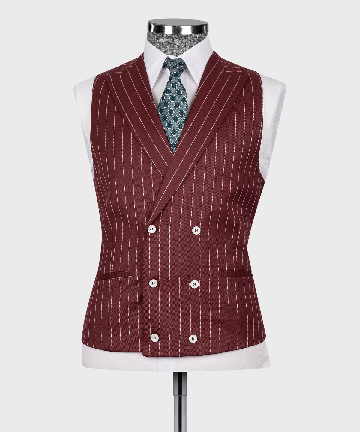 Striped Three-Piece Suit - Burgundy