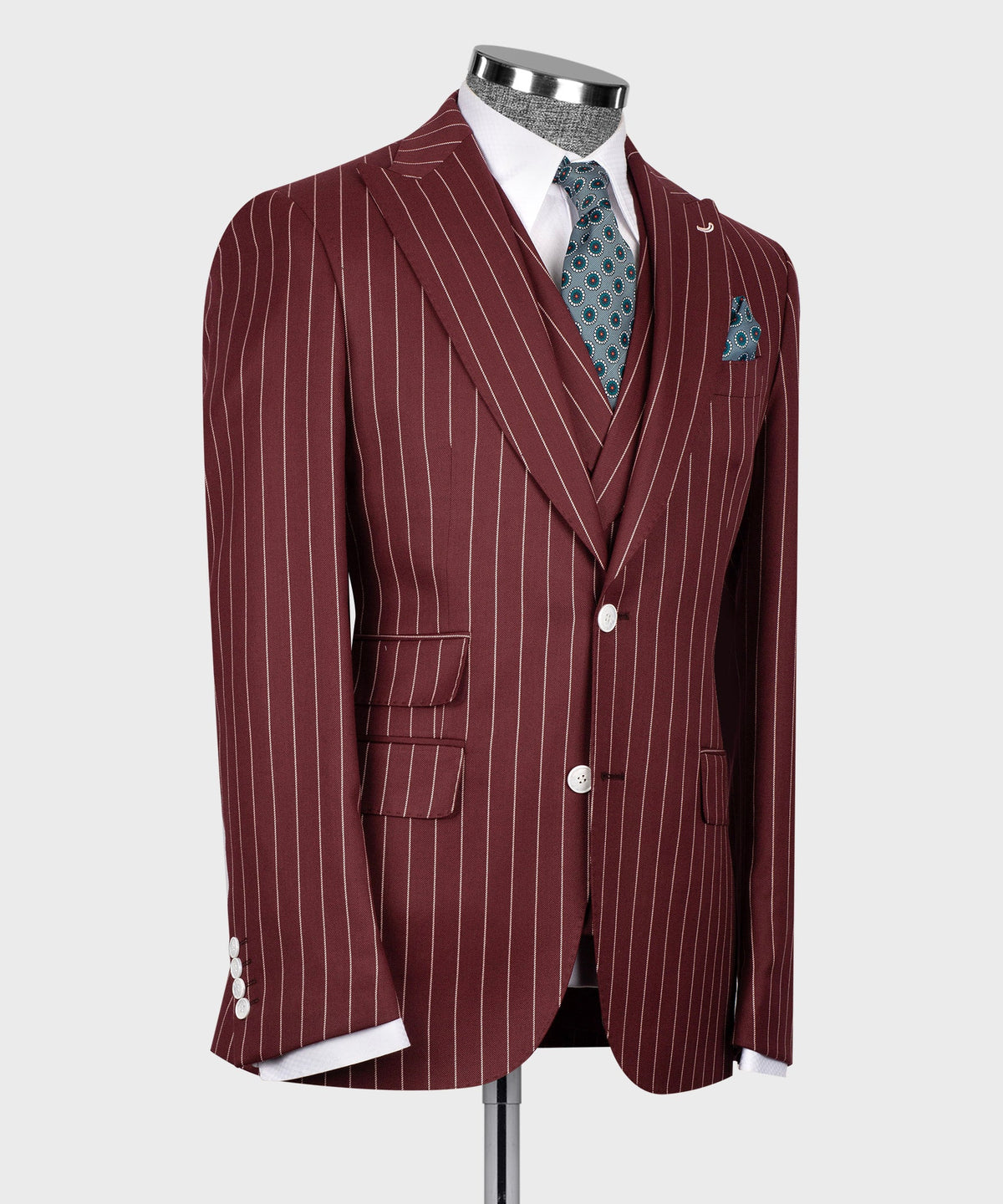 Striped Three-Piece Suit - Burgundy