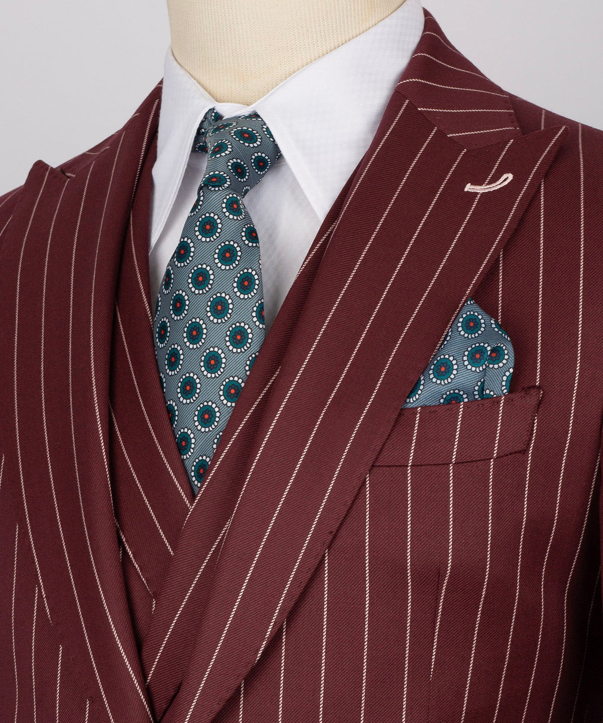 Striped Three-Piece Suit - Burgundy