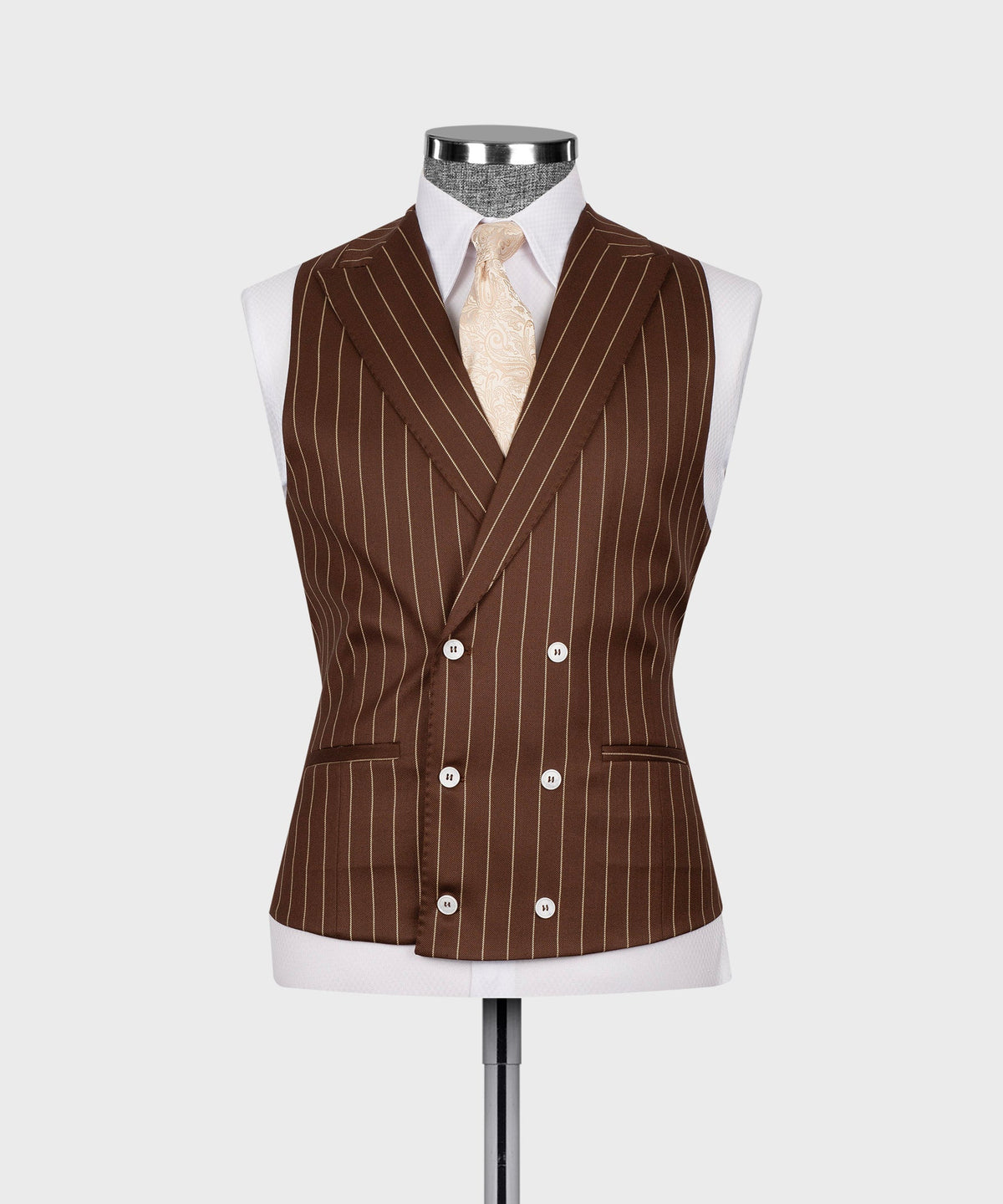 Striped Three-Piece Suit - Brown