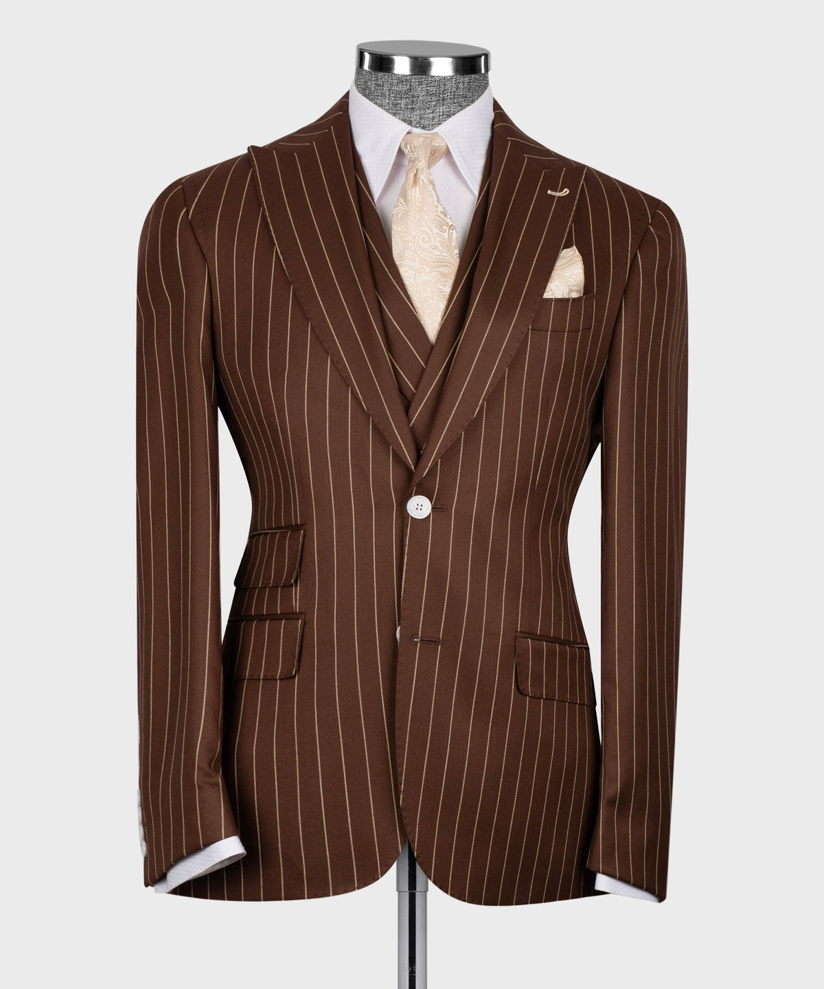 Striped Three-Piece Suit - Brown