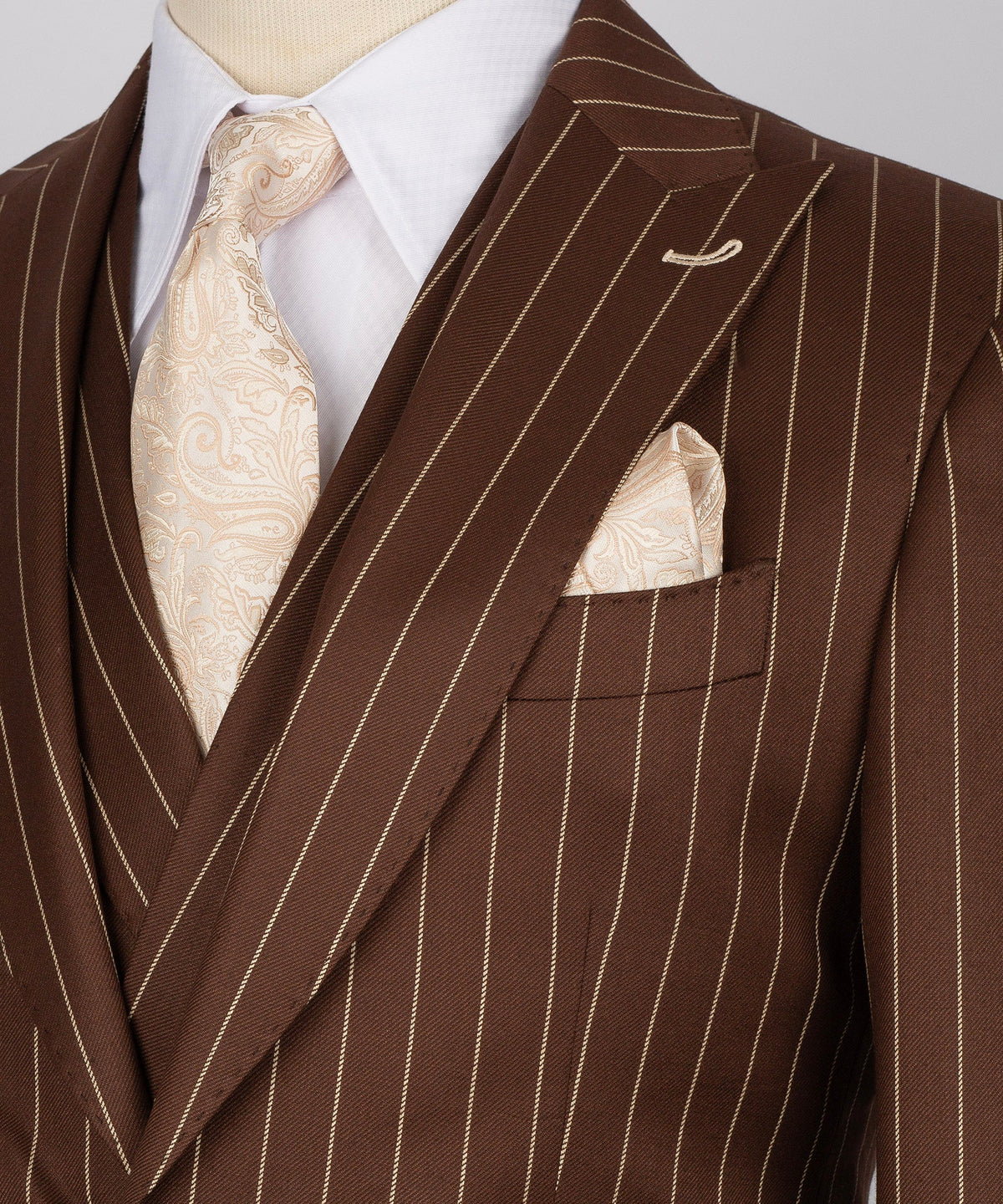 Striped Three-Piece Suit - Brown