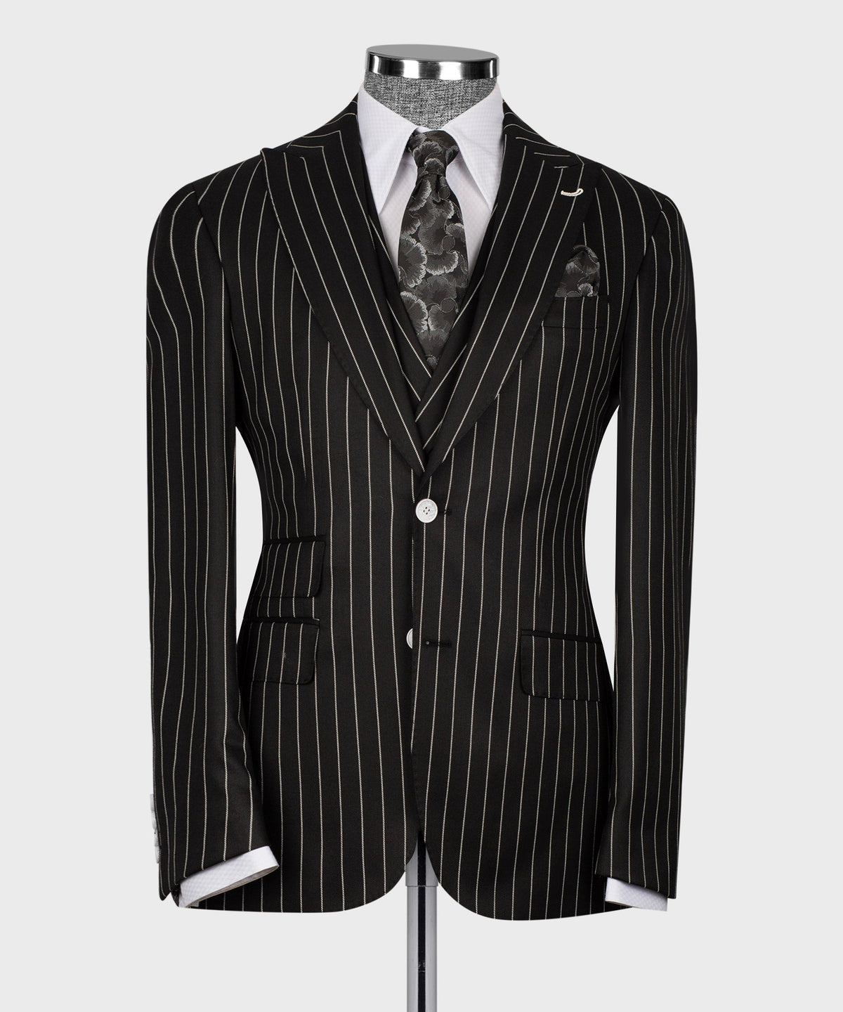 Striped Three-Piece Suit - Black