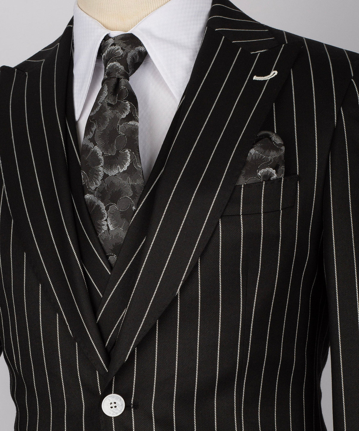 Striped Three-Piece Suit - Black