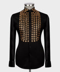 Black Shirt - Gold Stone-Embellished - Style 02
