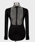 Black Shirt - Silver Stone-Embellished