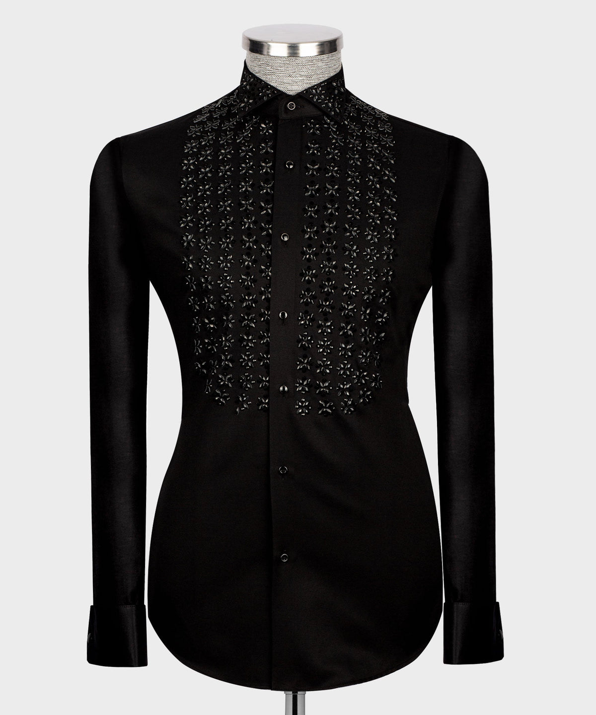 Black Shirt - Black Stone-Embellished