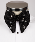 Black Stone-Embellished Bow Tie - Style 08