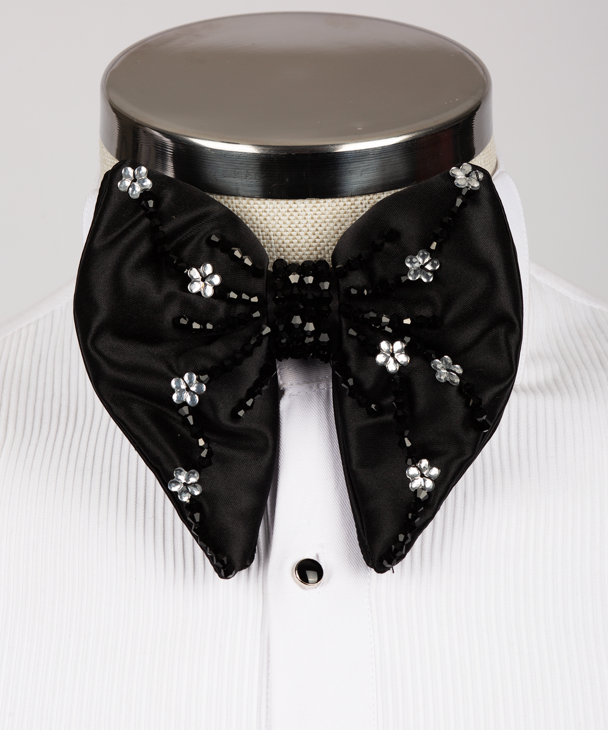 Black Stone-Embellished Bow Tie - Style 08