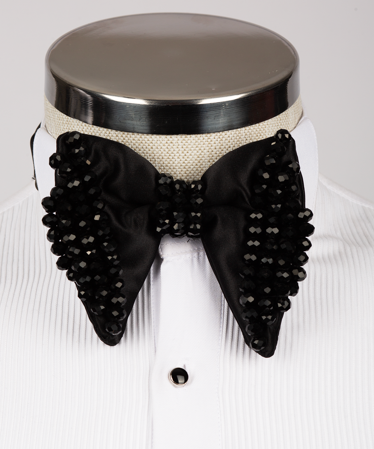 Black Stone-Embellished Bow Tie - Style 06