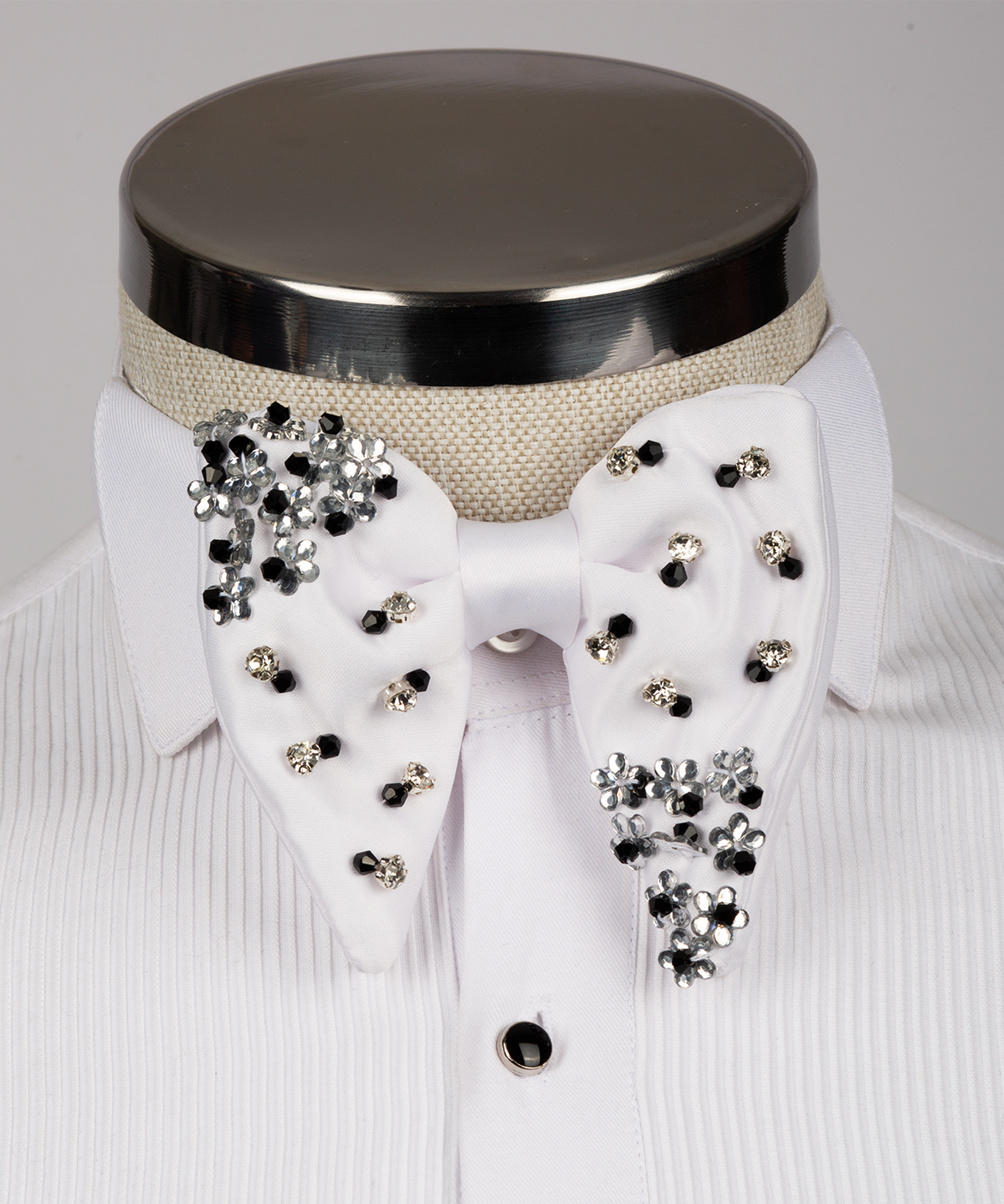 Silver Stone-Embellished Bow Tie - Style 02