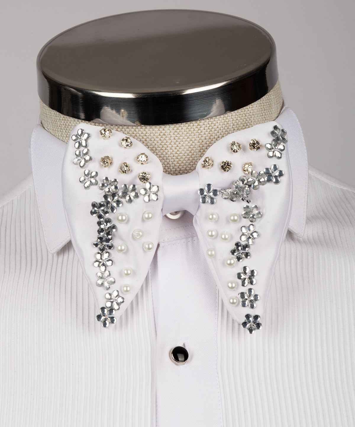 Silver Stone-Embellished Bow Tie - Style 01