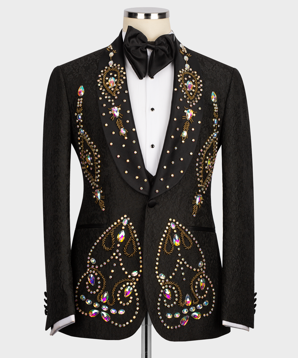 Anthracite and Black Embroidered Tuxedo