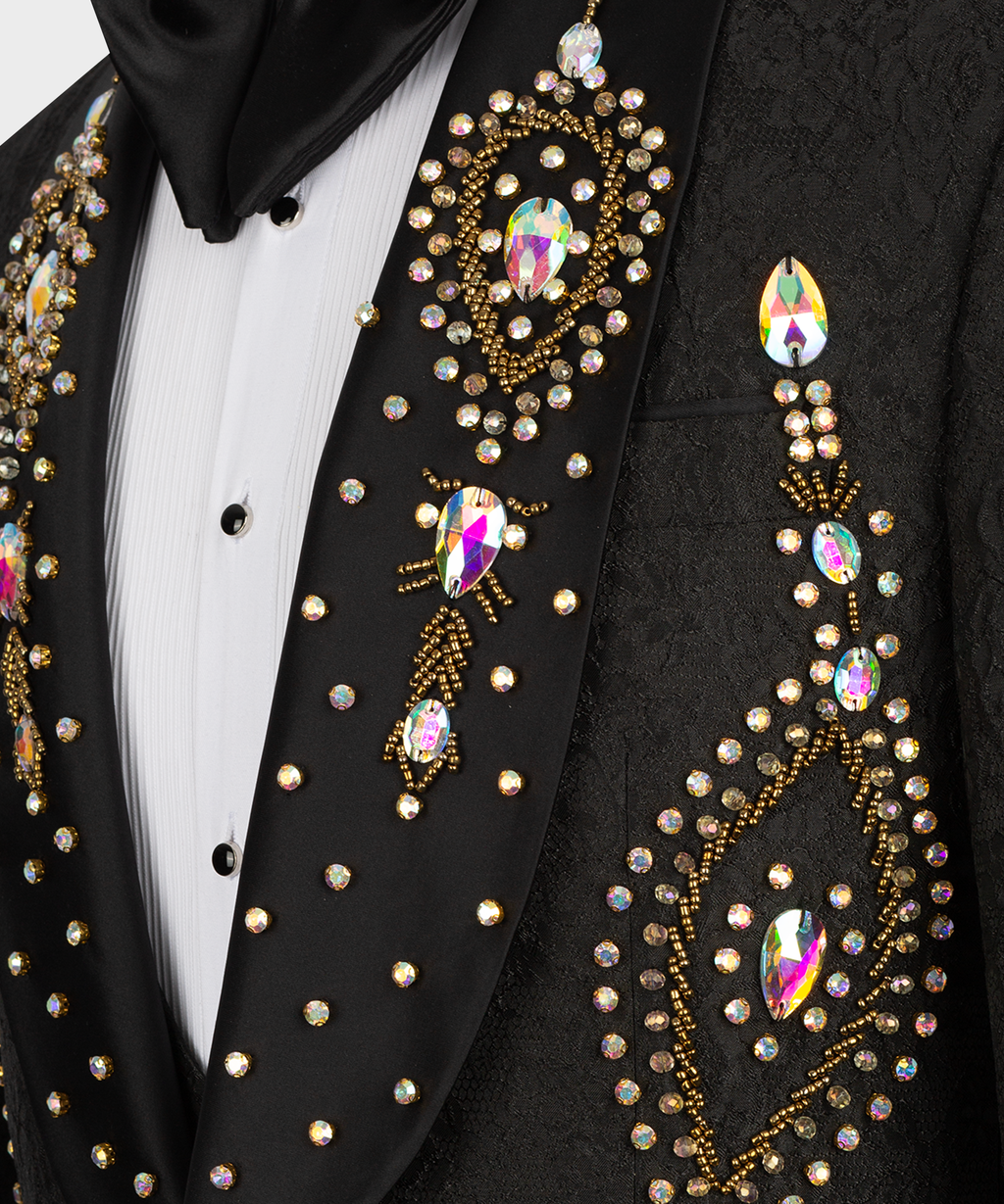 Anthracite and Black Embroidered Tuxedo