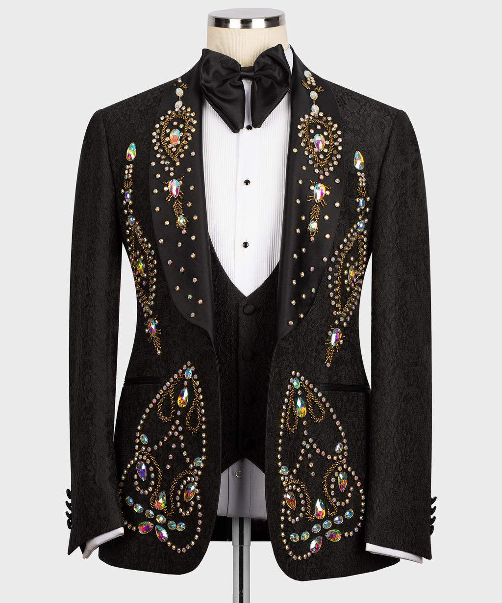 Anthracite and Black Embroidered Tuxedo
