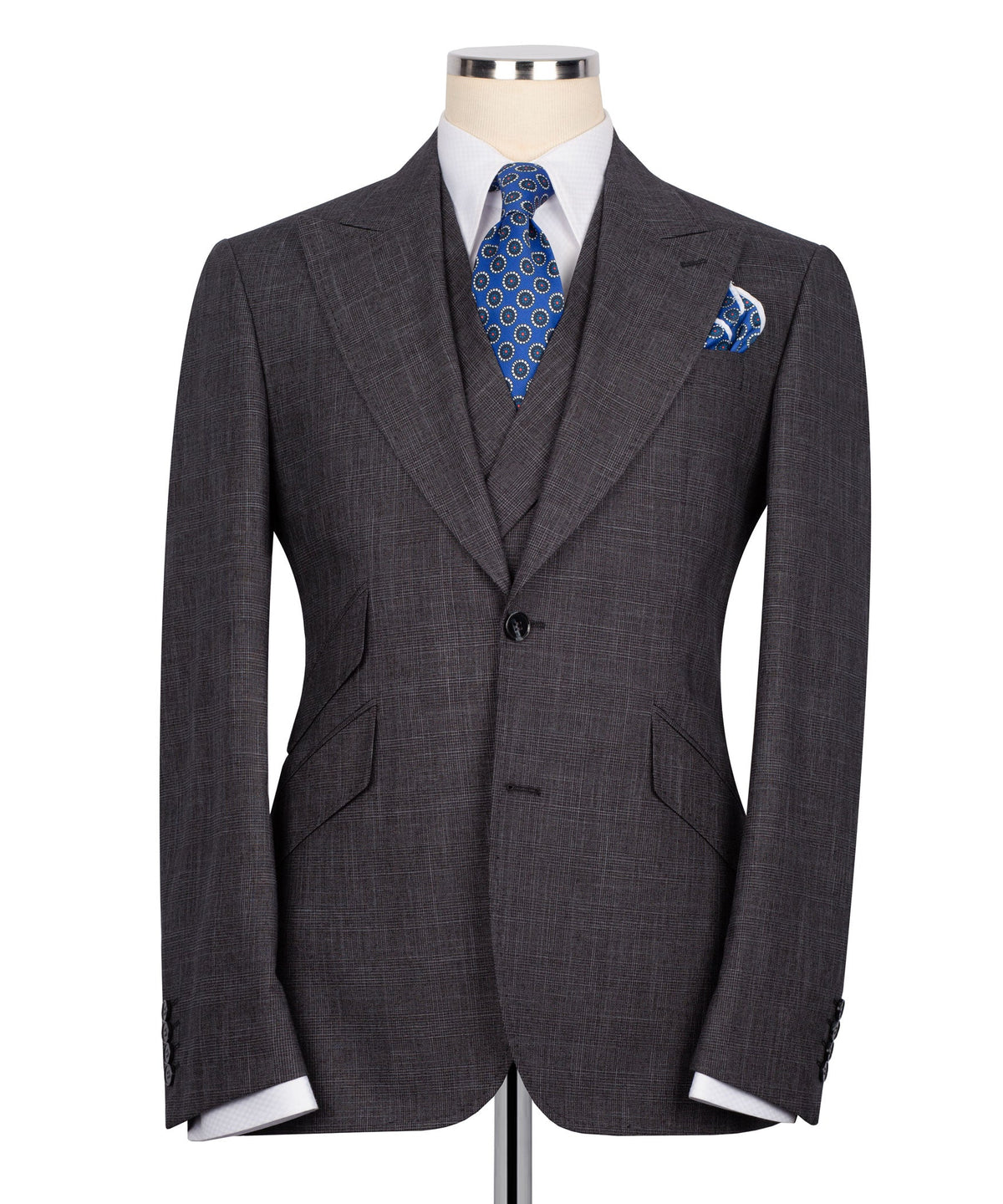 Charcoal Plaid Three-Piece Suit - Style 02