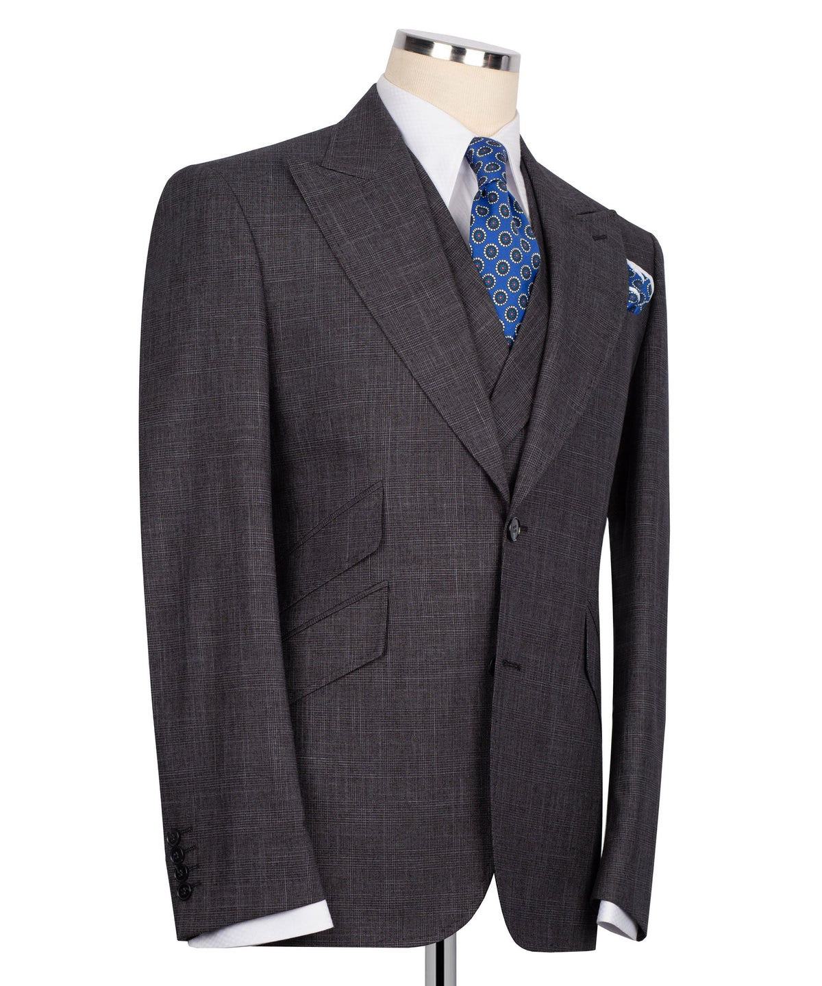 Charcoal Plaid Three-Piece Suit - Style 02