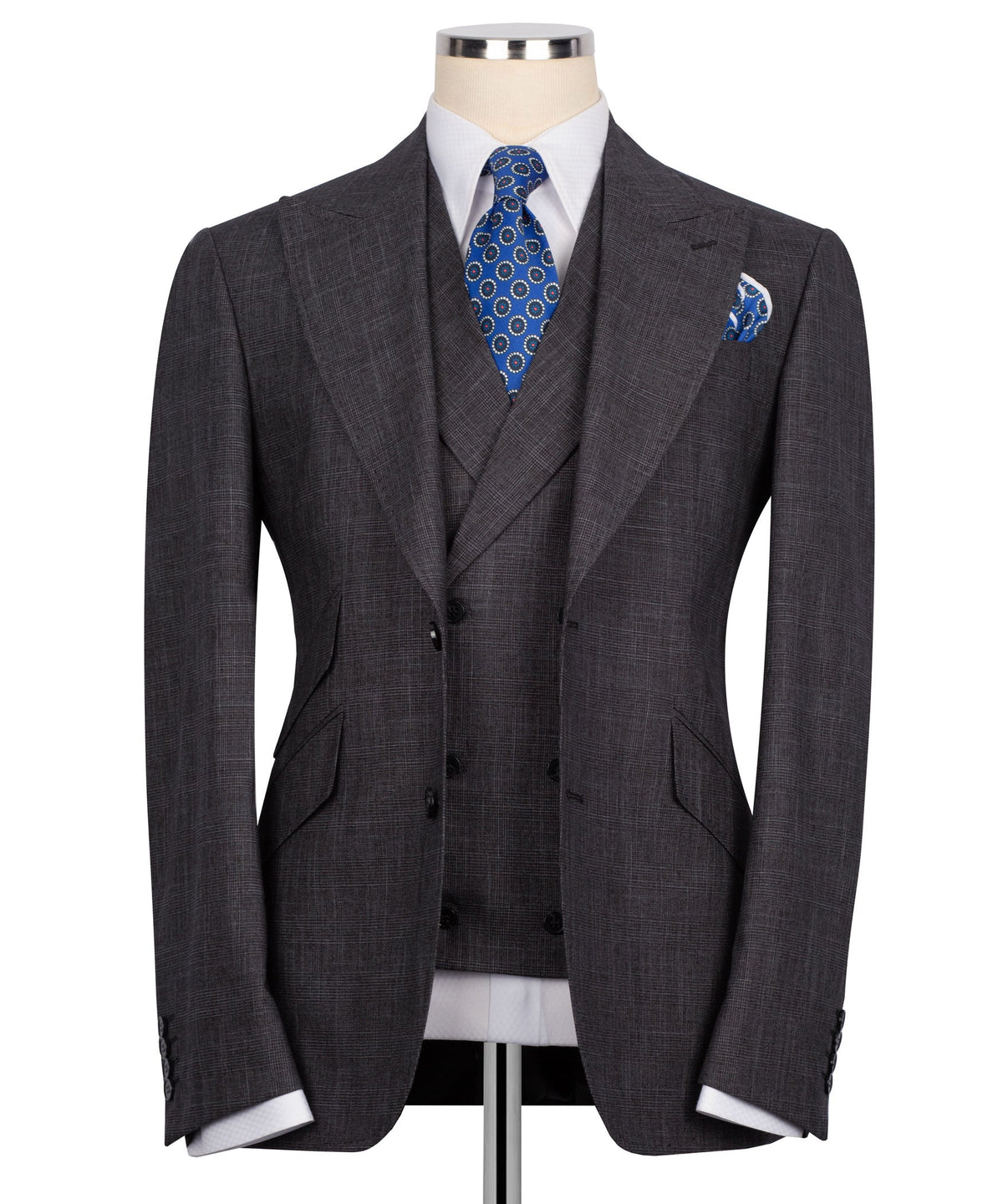 Charcoal Plaid Three-Piece Suit - Style 02