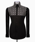 Black Stone-Embellished Dress Shirt - Style 20