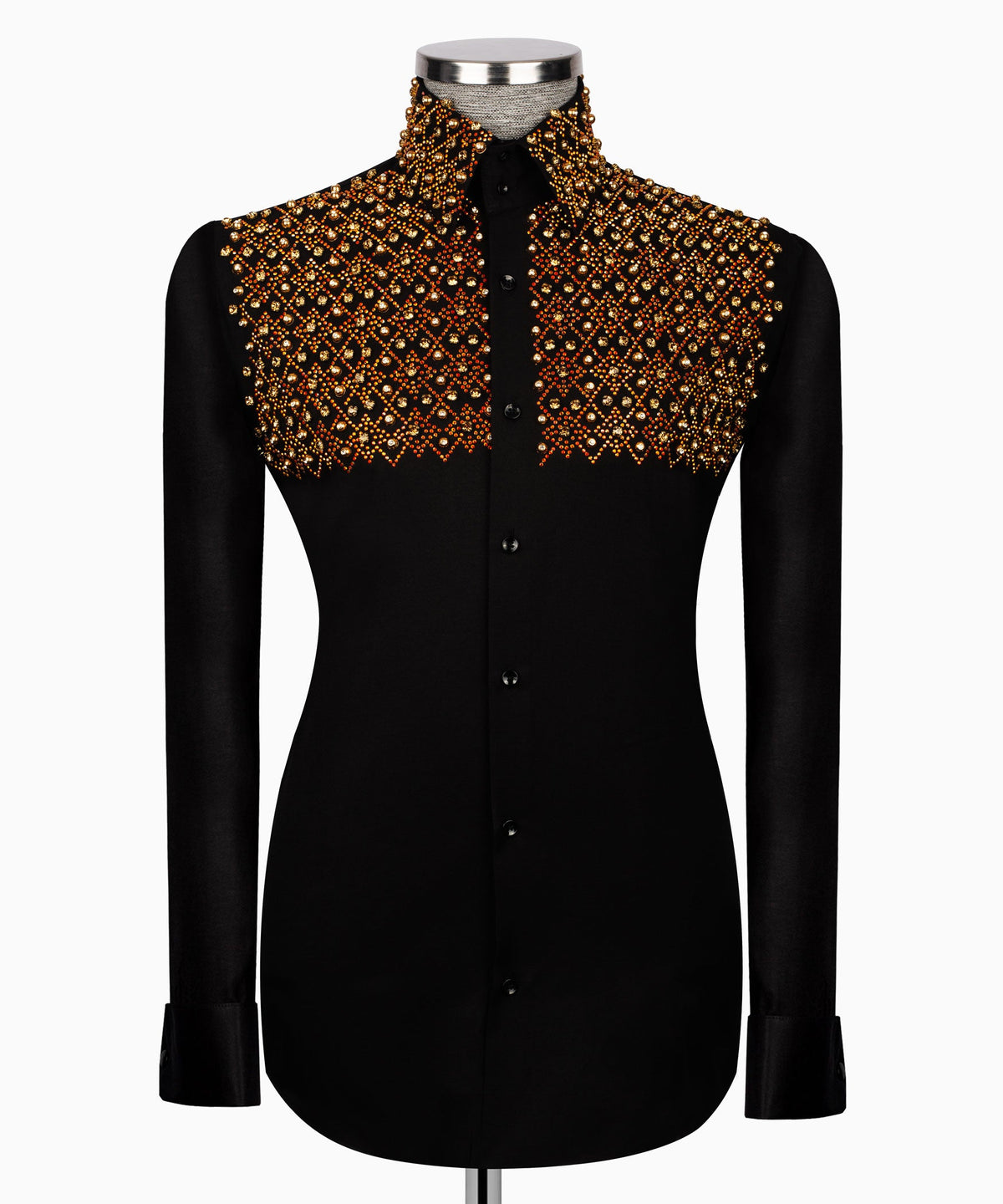 Black Stone-Embellished Dress Shirt - Style 21